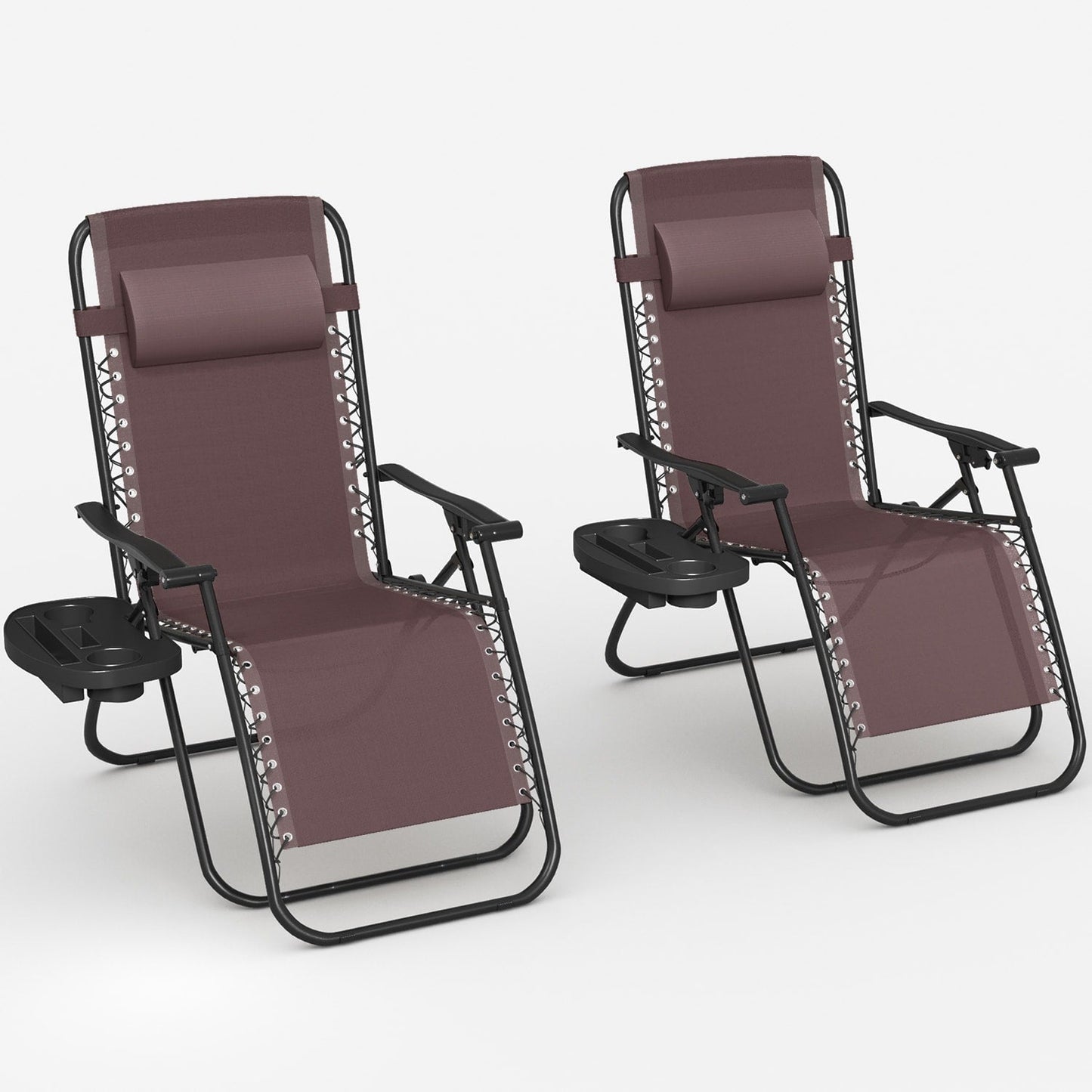 Lot de 2 chaises longues de jardin Homall Patio Zero Gravity avec coussins