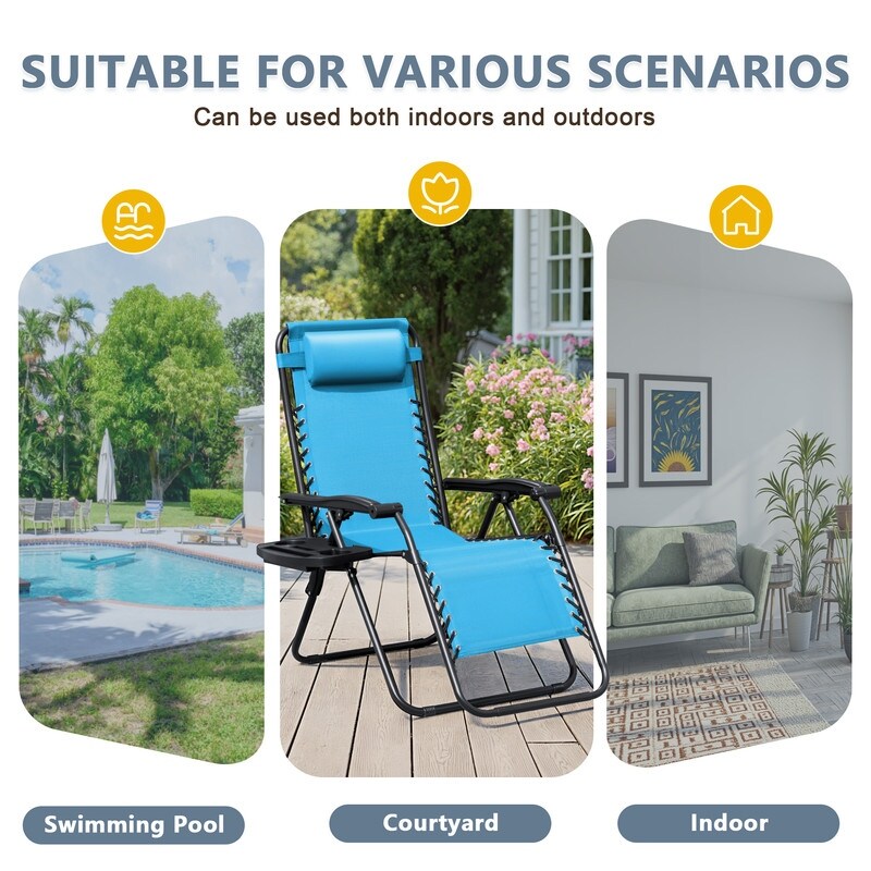 Lot de 2 chaises longues de jardin Homall Patio Zero Gravity avec coussins