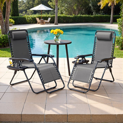 Lot de 2 chaises longues de jardin Homall Patio Zero Gravity avec coussins