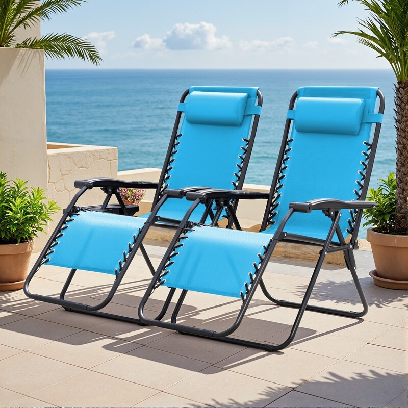 Lot de 2 chaises longues de jardin Homall Patio Zero Gravity avec coussins