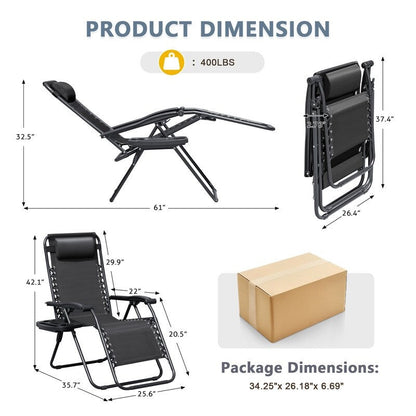 Lot de 2 chaises longues de jardin Homall Patio Zero Gravity avec coussins