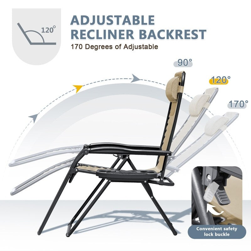 Lot de 2 chaises longues de jardin Homall Patio Zero Gravity avec coussins