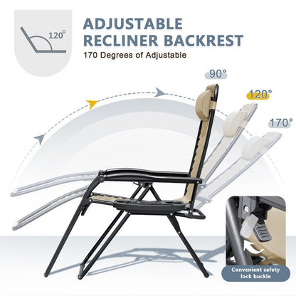 Lot de 2 chaises longues de jardin Homall Patio Zero Gravity avec coussins