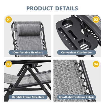 Lot de 2 chaises longues de jardin Homall Patio Zero Gravity avec coussins