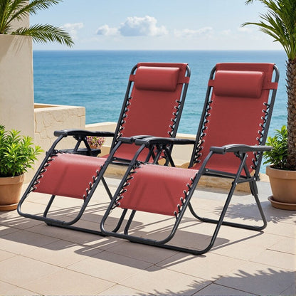 Lot de 2 chaises longues de jardin Homall Patio Zero Gravity avec coussins