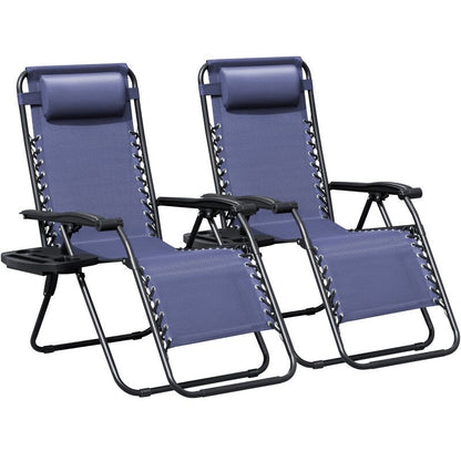 Lot de 2 chaises longues de jardin Homall Patio Zero Gravity avec coussins