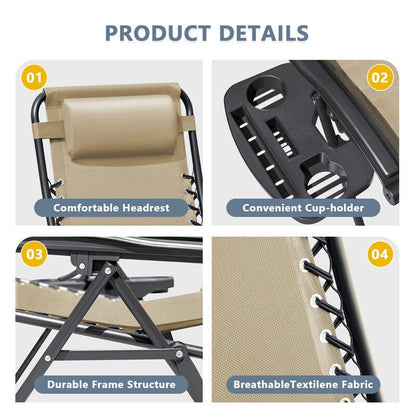 Lot de 2 chaises longues de jardin Homall Patio Zero Gravity avec coussins