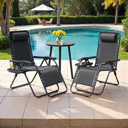 Lot de 2 chaises longues de jardin Homall Patio Zero Gravity avec coussins