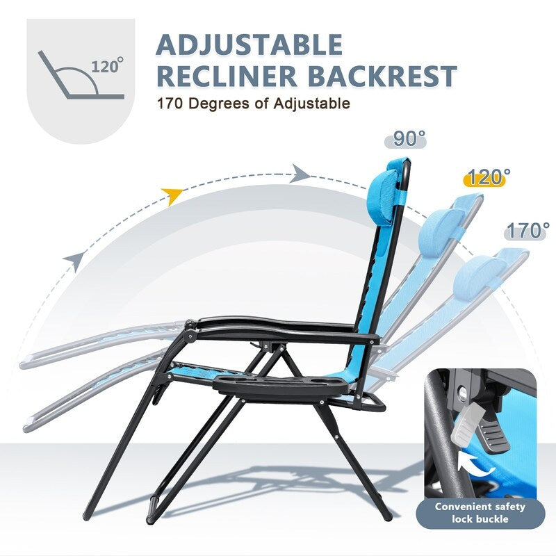 Lot de 2 chaises longues de jardin Homall Patio Zero Gravity avec coussins