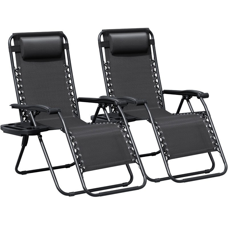 Lot de 2 chaises longues de jardin Homall Patio Zero Gravity avec coussins