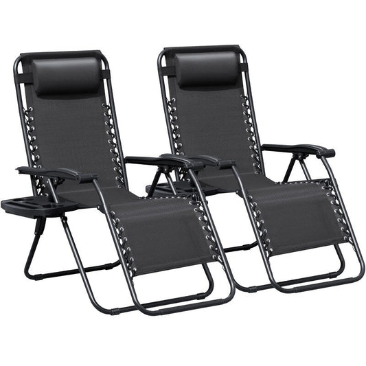 Lot de 2 chaises longues de jardin Homall Patio Zero Gravity avec coussins