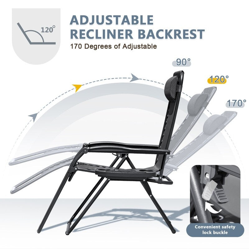 Lot de 2 chaises longues de jardin Homall Patio Zero Gravity avec coussins