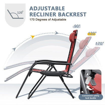 Lot de 2 chaises longues de jardin Homall Patio Zero Gravity avec coussins