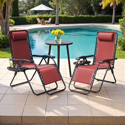 Lot de 2 chaises longues de jardin Homall Patio Zero Gravity avec coussins