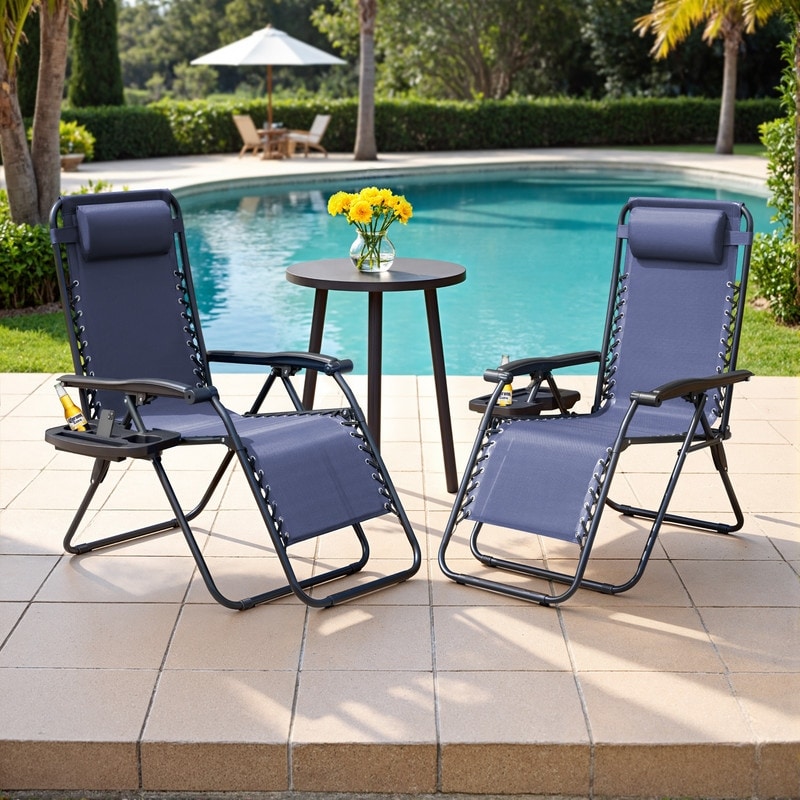 Lot de 2 chaises longues de jardin Homall Patio Zero Gravity avec coussins