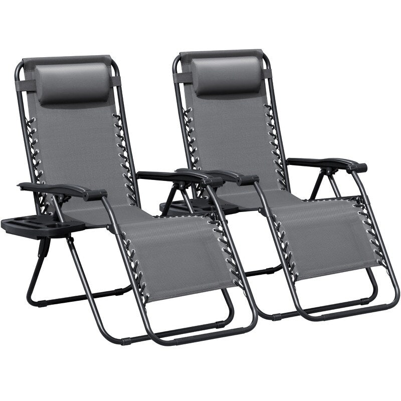 Lot de 2 chaises longues de jardin Homall Patio Zero Gravity avec coussins