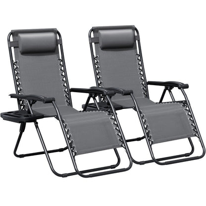 Lot de 2 chaises longues de jardin Homall Patio Zero Gravity avec coussins
