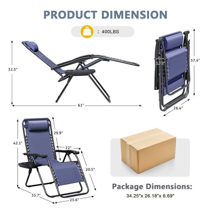 Lot de 2 chaises longues de jardin Homall Patio Zero Gravity avec coussins