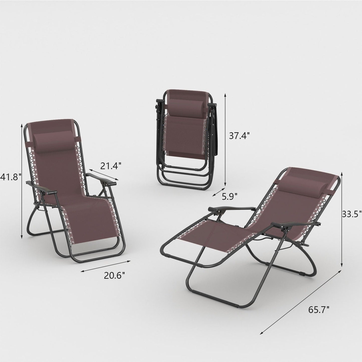 Lot de 2 chaises longues de jardin Homall Patio Zero Gravity avec coussins