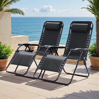 Lot de 2 chaises longues de jardin Homall Patio Zero Gravity avec coussins