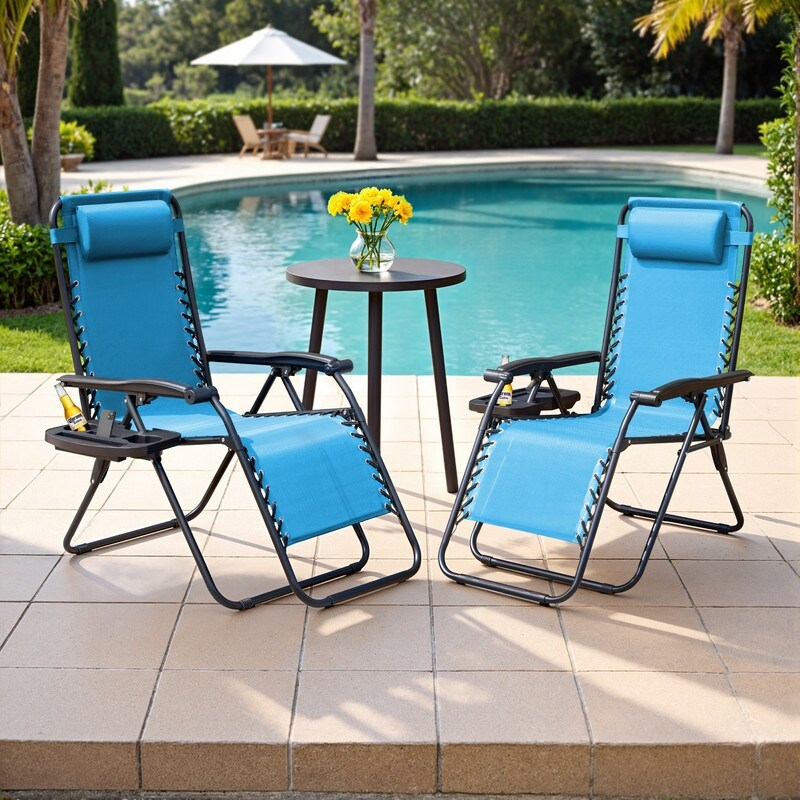 Lot de 2 chaises longues de jardin Homall Patio Zero Gravity avec coussins