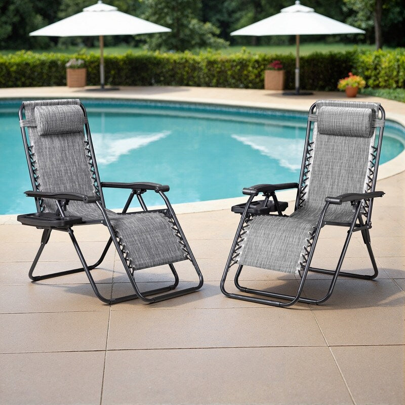 Lot de 2 chaises longues de jardin Homall Patio Zero Gravity avec coussins