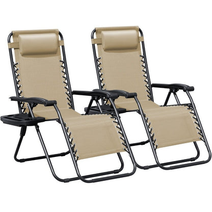 Lot de 2 chaises longues de jardin Homall Patio Zero Gravity avec coussins