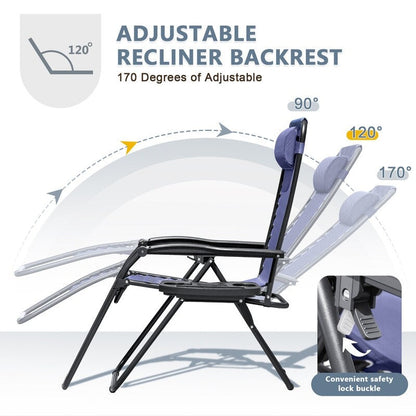 Lot de 2 chaises longues de jardin Homall Patio Zero Gravity avec coussins