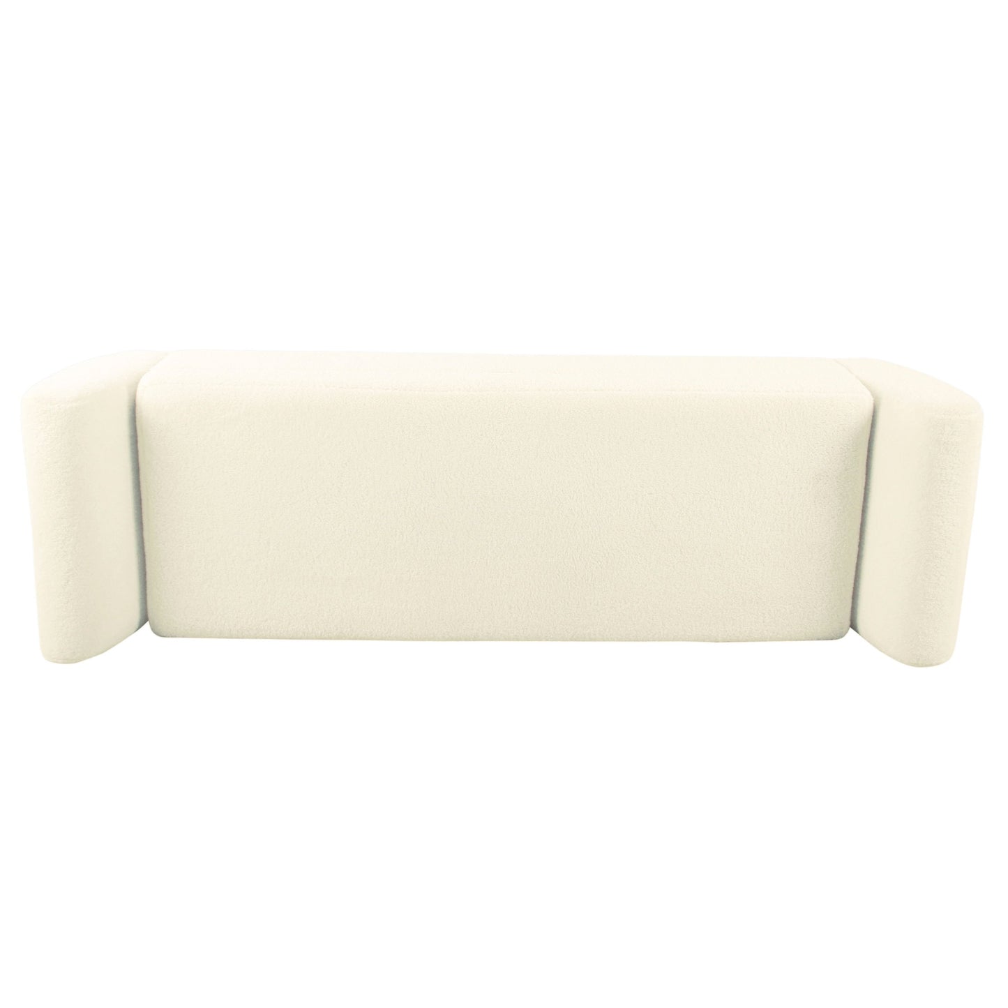 Banc de rangement moderne en sherpa avec pieds en bois HomePop