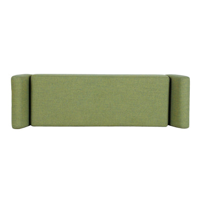 Banc de rangement moderne en sherpa avec pieds en bois HomePop