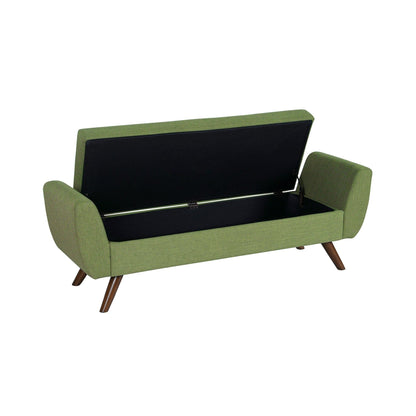 Banc de rangement moderne en sherpa avec pieds en bois HomePop