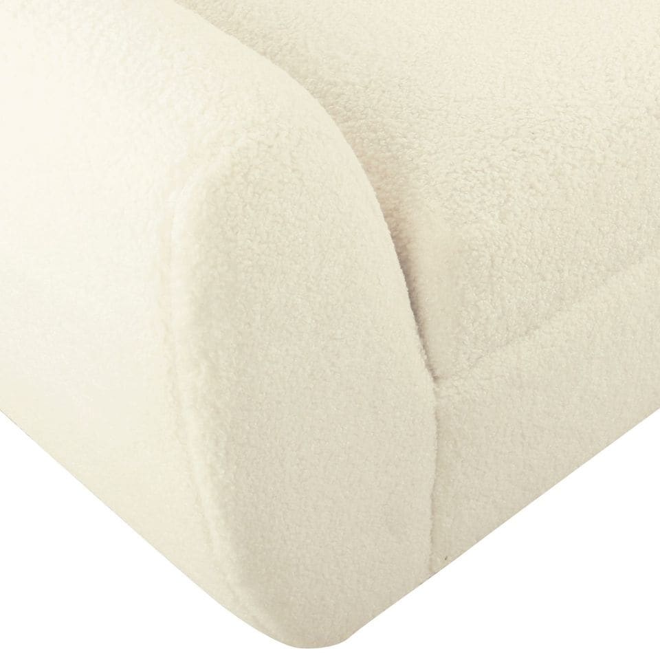 Banc de rangement moderne en sherpa avec pieds en bois HomePop