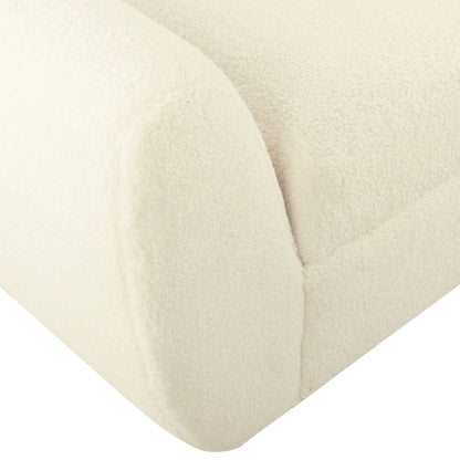 Banc de rangement moderne en sherpa avec pieds en bois HomePop