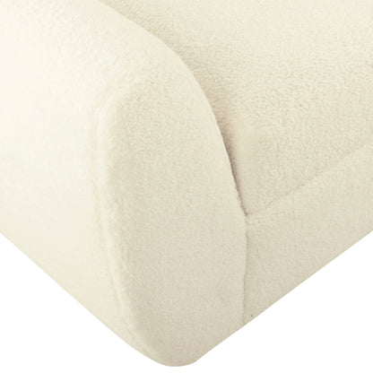 Banc de rangement moderne en sherpa avec pieds en bois HomePop