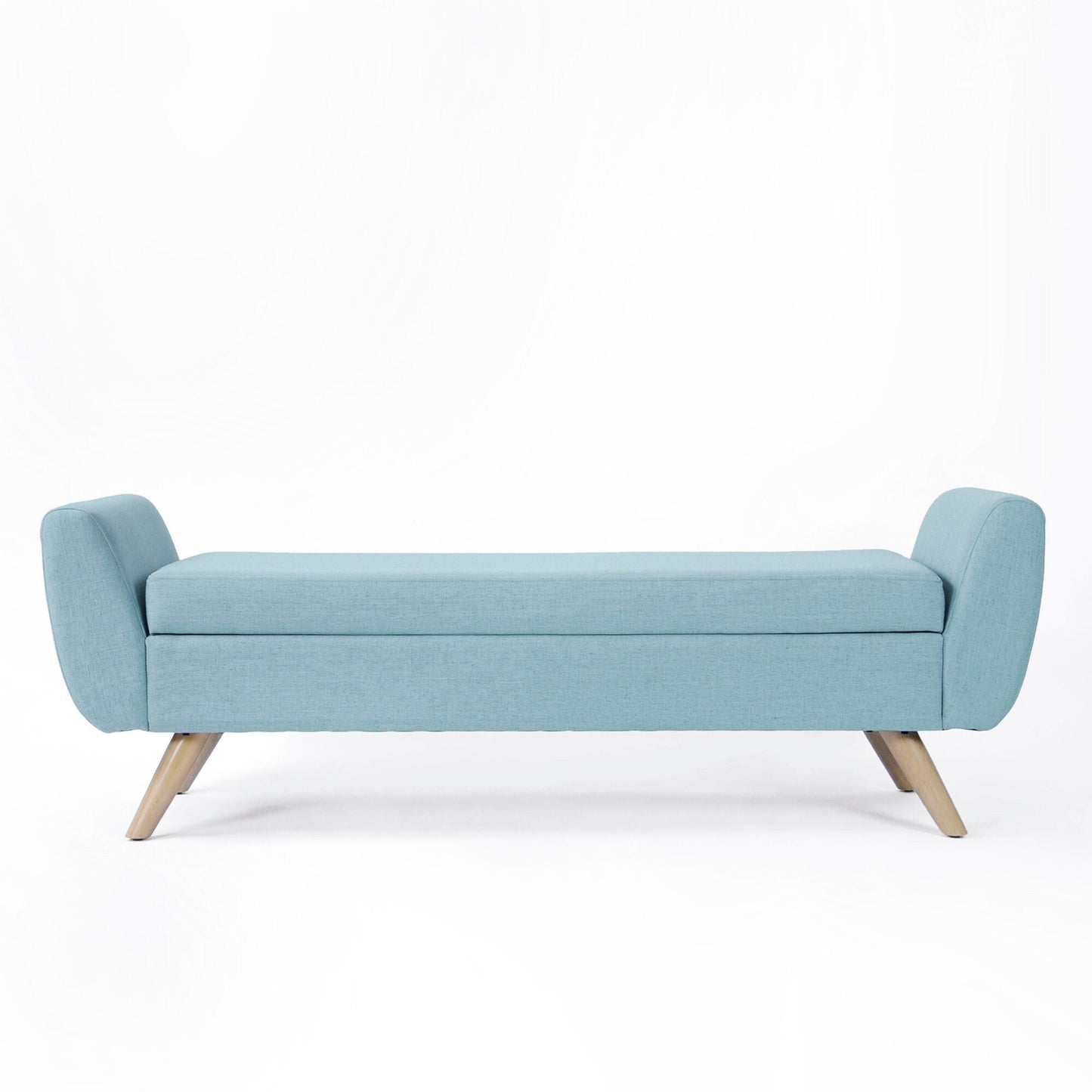 Banc de rangement moderne en sherpa avec pieds en bois HomePop