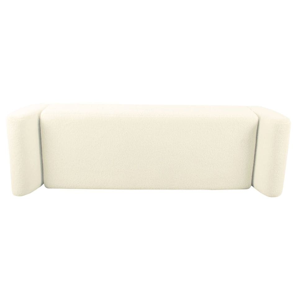 Banc de rangement moderne en sherpa avec pieds en bois HomePop