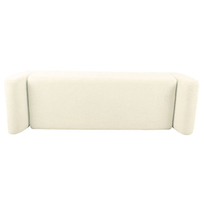 Banc de rangement moderne en sherpa avec pieds en bois HomePop