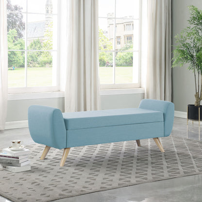 Banc de rangement moderne en sherpa avec pieds en bois HomePop