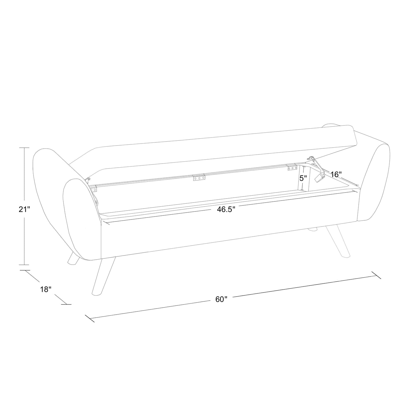 Banc de rangement moderne en sherpa avec pieds en bois HomePop
