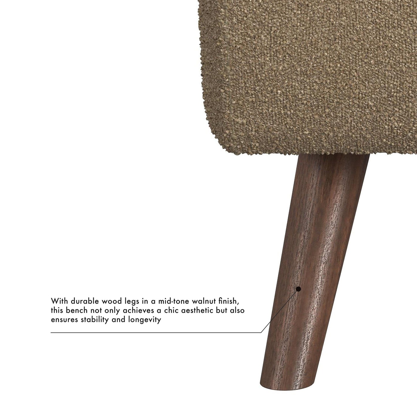 Banc de rangement moderne en sherpa avec pieds en bois HomePop