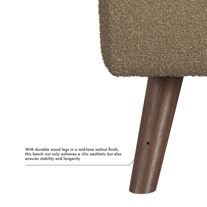 Banc de rangement moderne en sherpa avec pieds en bois HomePop