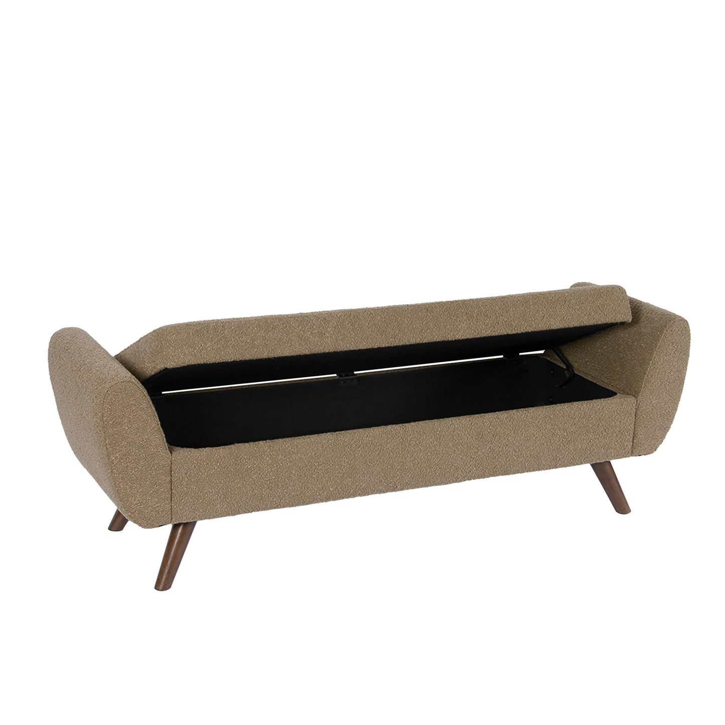 Banc de rangement moderne en sherpa avec pieds en bois HomePop