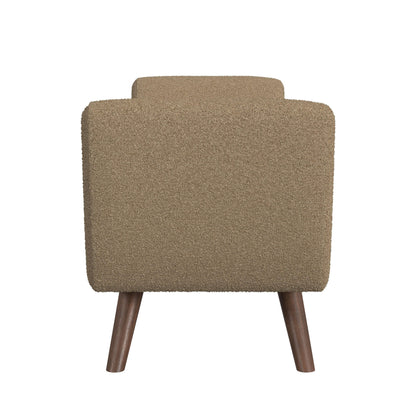 Banc de rangement moderne en sherpa avec pieds en bois HomePop