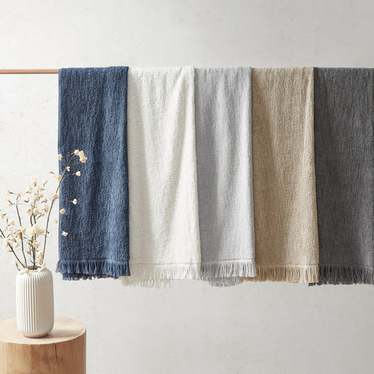 Ensemble de 6 serviettes en coton Atlas Dobby Slub INK+IVY