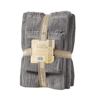 Ensemble de 6 serviettes en coton Atlas Dobby Slub INK+IVY