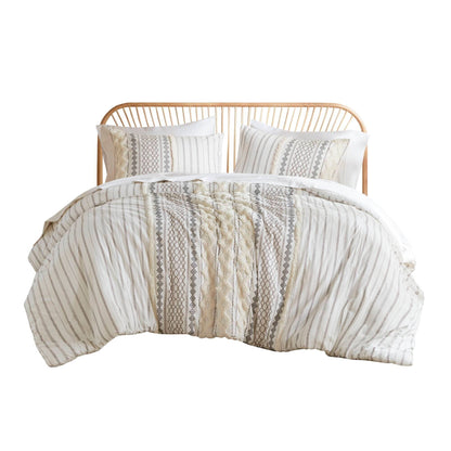 Parure de lit Imani en coton imprimé avec chenille INK+IVY