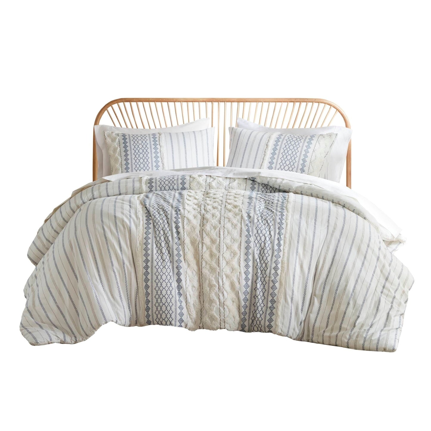 Parure de lit Imani en coton imprimé avec chenille INK+IVY