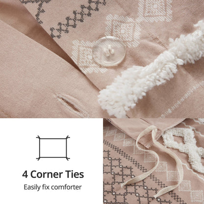 Parure de lit Imani en coton imprimé avec chenille INK+IVY