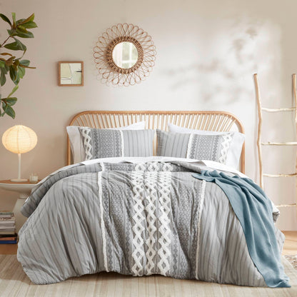 Parure de lit Imani en coton imprimé avec chenille INK+IVY