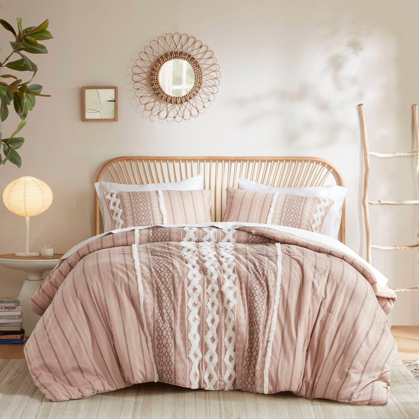 Parure de lit Imani en coton imprimé avec chenille INK+IVY